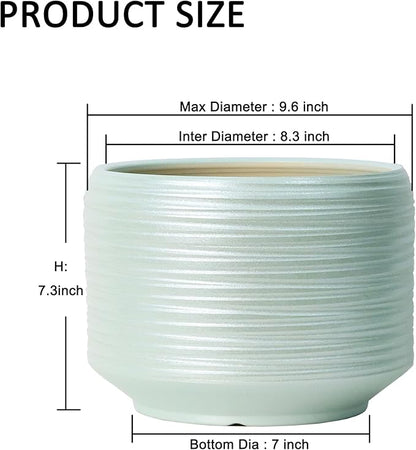 10 Inch Ceramic Plant Pot with Drainage – Large Flower Pot