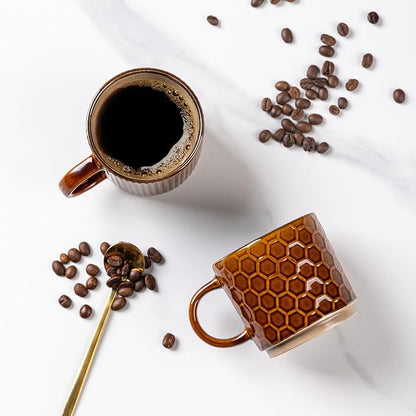 GBhome 6 OZ Stackable Coffee Mugs Set of 4, Ceramic Coffee Cups Set | 4