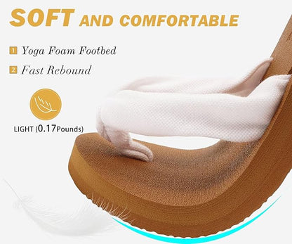 KuaiLu Flip Flops for Women with Arch Support Yoga Mat Comfortable Summer Beach Walking Thong Cushion Sandals Slip On Indoor Outdoor