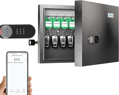 WeHere Key Lock Box, Wall Mount Key Cabinet With 16 Key Tags & Combination Lock - Mini ERP - Great for Valets, Hotels and House Keeps