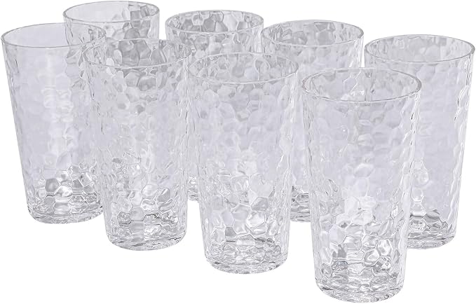 BPA-Free Plastic Tumblers 8 Pack | Reusable Dishwasher Safe | Stackable