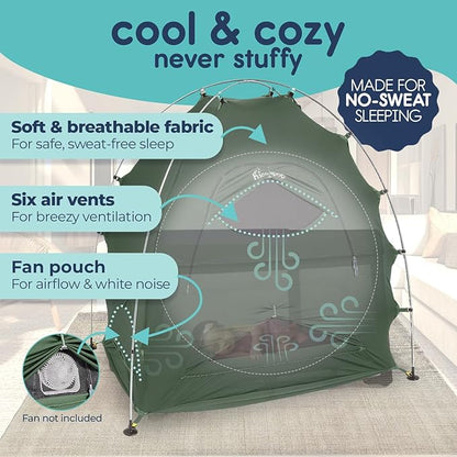 Hiccapop Daydreamer Blackout Tent for Pack and Play, Patented Portable Crib Tent, Blackout Canopy Crib Cover, Sleep Pod for Kids