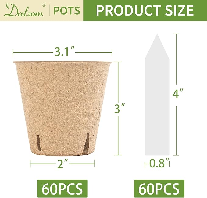 Dalzom® 60Pcs 3.1” Peat Pots