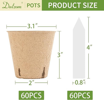 Dalzom® 60Pcs 3.1” Peat Pots