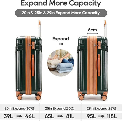 GinzaTravel Luggage Sets 3-Piece Expandable Suitcases with Wheels PC+ABS Durable Hardside Luggage sets TSA lock