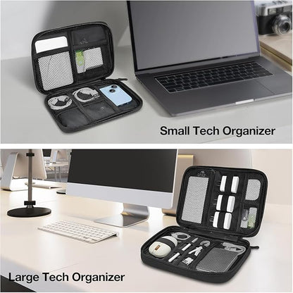 MATEIN Cord Organizer Travel Case 2 Pack, Water Resistant Tech Organizer Pouch for Small Electronic Accessories, Portable Electronics Case Carrying Bag for Cable, Changer, Earphone & Power Bank