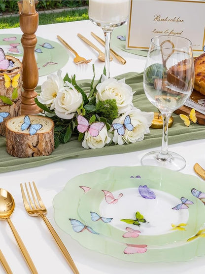 20PCS Green Butterfly Plates
