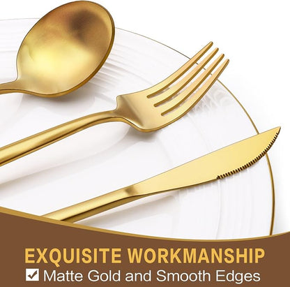 30-Piece Gold Silverware Set, Flatware Set
