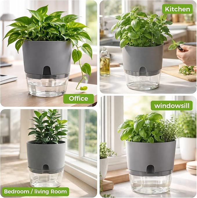 Planterhoma 5 Pack Self Watering Pots