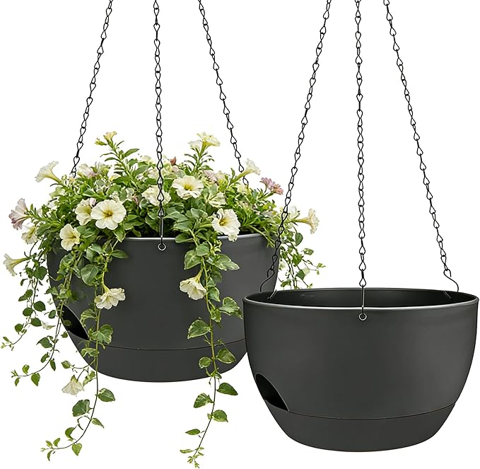Set of 2-8 Inch Self Watering Hanging Planters
