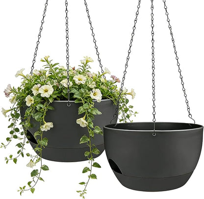 Set of 2-8 Inch Self Watering Hanging Planters