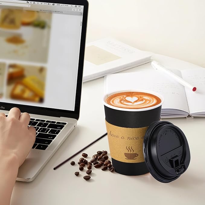BYSNOW 100 pack 10 oz Disposable Coffee Cups
