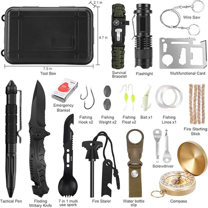 Gifts for Men Dad Husband Teenage Boy, Survival Kit 28 in 1, Survival Gear Tool Emergency Tactical Equipment Supplies Kits for Families Outdoors Camping Hiking Adventures