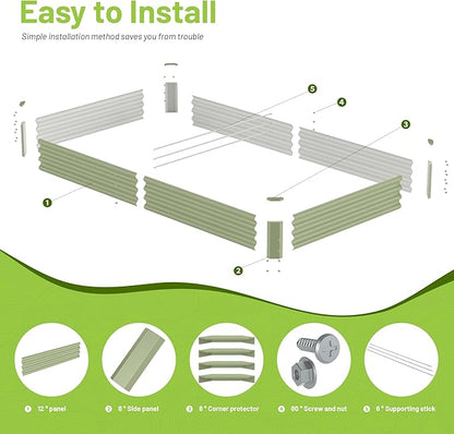 2PCS 8x4x1FT Galvanized Raised Garden Bed, Galvanized Planter Raised Garden