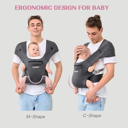 Newly Upgraded Baby Carrier Newborn to Toddler - Infant Carrier for Babies 0-36 Months, Ergonomic and Cozy Carrier with Soft Fabrics for Face-in and Face-Out Front, Dark Gray