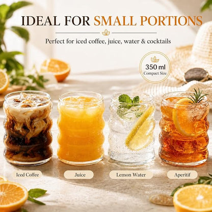 ALINK Ribbed Drinking Glass Cups