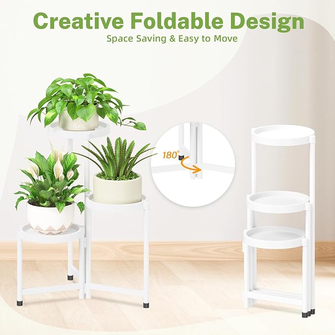 iDavosic.ly 3 Tier Folding Plant Stand Indoor Outdoor