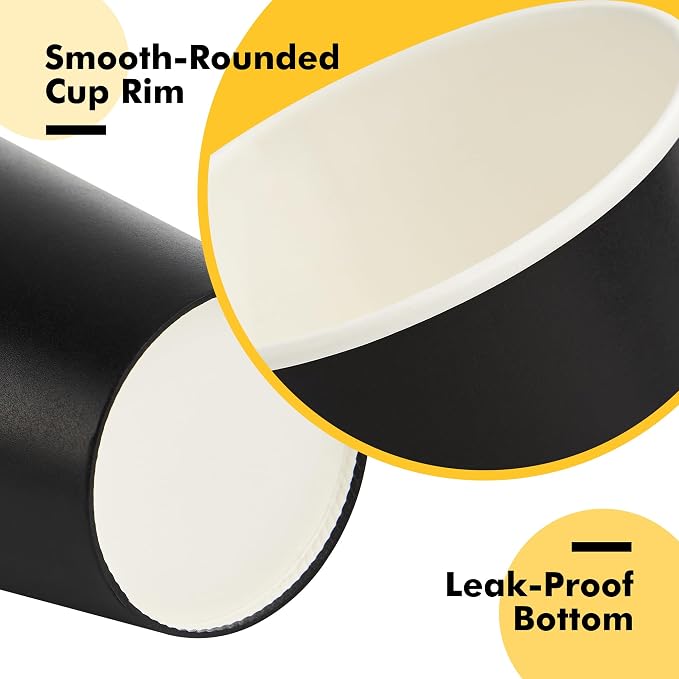 RACETOP 16 oz 50 Pack Black Disposable Coffee Cups