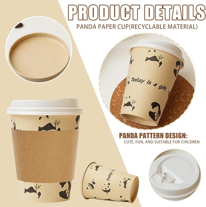 25 Pack 12 oz Disposable Cups Paper Coffee Cups