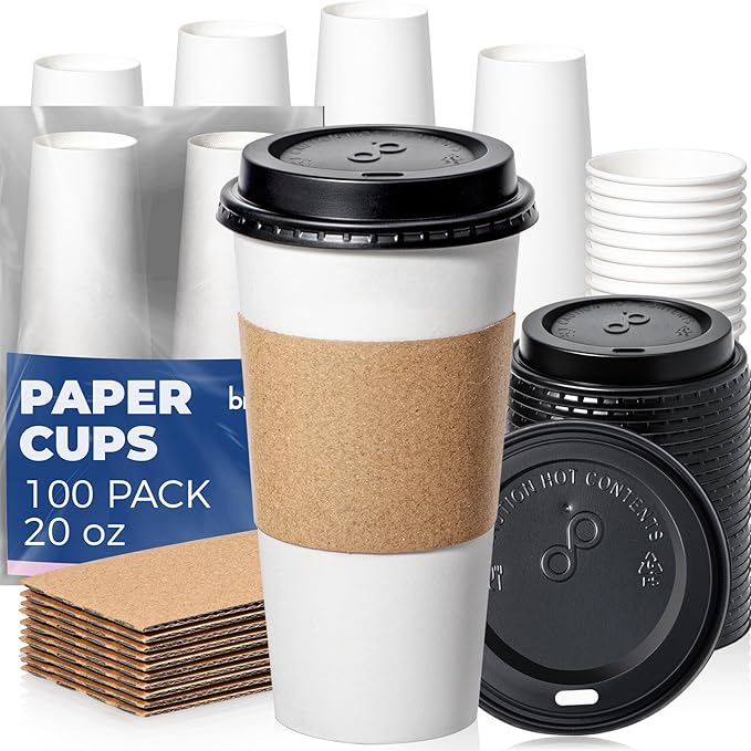 Fit Meal Prep 100 Pack 20 oz Disposable Coffee Cups