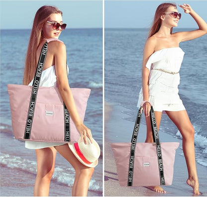 G4Free Beach Bag, Waterproof Beach Bags for Women, Personalized Strap Tote Bag for Women Birthday Gifts