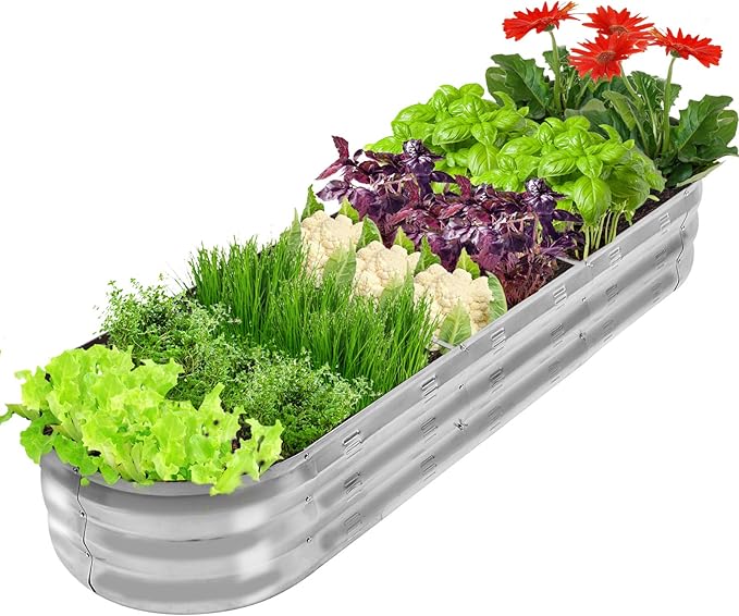 GADI 67-Inch Galvanized Raised Garden Bed, Metal Planter Box