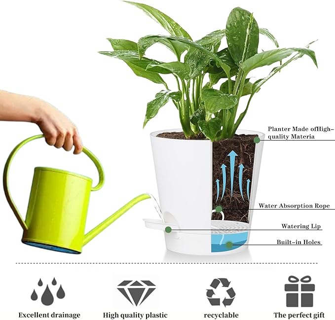 5 Pack 5 inch Self-Watering Pots, African Violets Planter