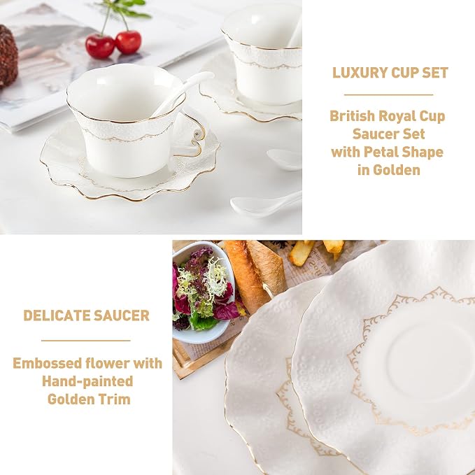 DUJUST Tea Cups and Saucers