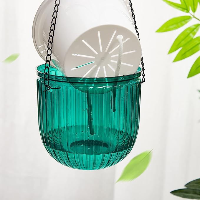 Meanplan 4 Pcs Self Watering Hanging Planter Indoor 6.5 Inch Hanging Baskets
