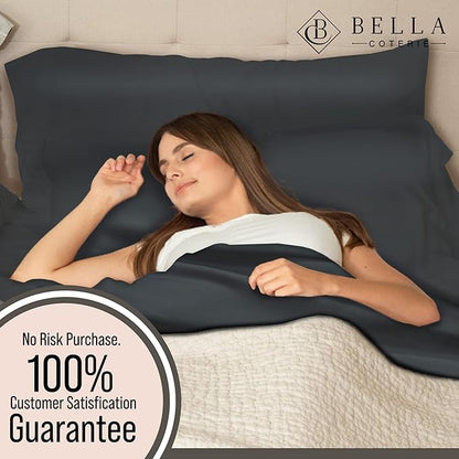 Bella Coterie Luxury Bamboo Viscose Twin Size Sheet Set | 100% Organically Grown | Ultra Soft | Cooling for Hot Sleepers | 18" Deep Pocket [Charcoal Grey]