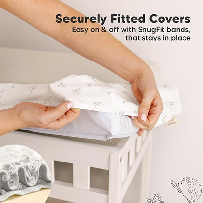 2-Pack Organic Changing Pad Covers for Girl, Boy, Neutral - 100% Cotton Changing Table Pad Cover, Soft Baby Nursery Diaper Changing Pad Sheets, Contour Changing Pads Liners, Change Pad Cover (Meadow)