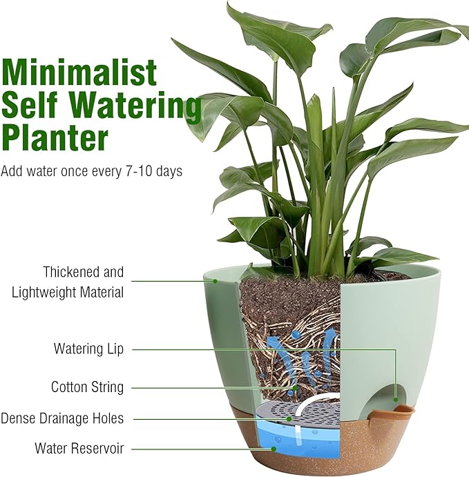 Big Self Watering Pots 12/10/9 inch, Plant Pots