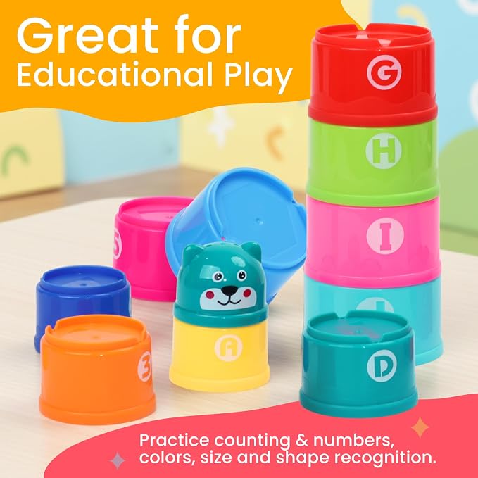 Educational Stacking Toys for Toddlers 1–3 | Numbers & Alphabet Stacking Cups