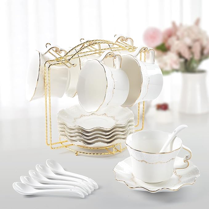 DUJUST Tea Cups and Saucers