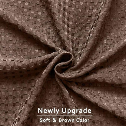 MIYE Pleated Waffle Weave Bed Skirt, Tailored Dust Ruffle 18 Inch Drop Easy Fit, Machine Washable (Brown, Queen - 18" Drop)