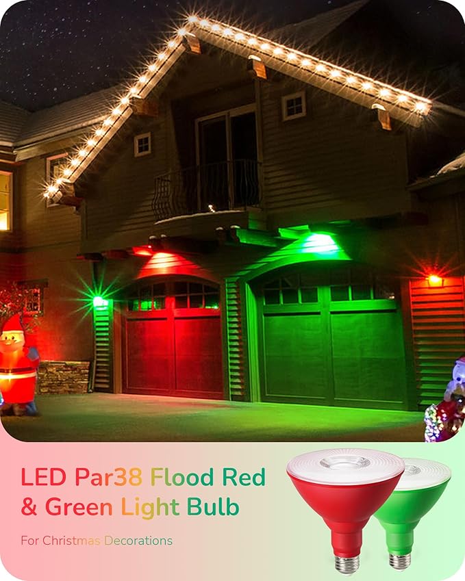 EDISHINE St.Patrick's Day/Easter Decorations PAR38 Red & Green LED Flood Light