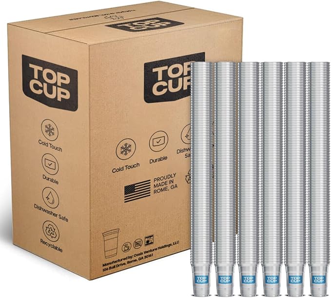 Top Cup – Reusable Aluminum Party Cups – 9oz | 645ct Bulk Pack | Cold-Holding