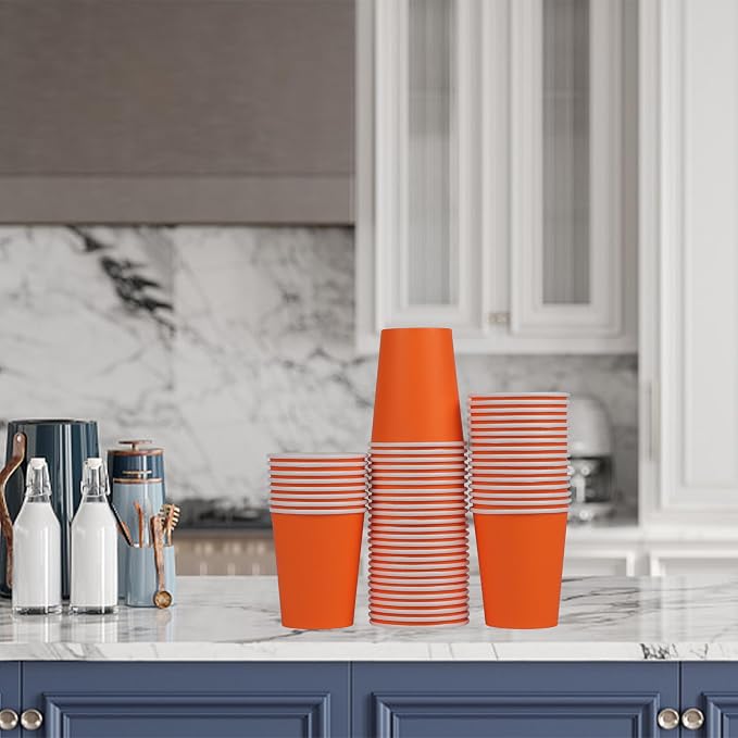 120 Pack 9 oz Disposable Orange Paper Cups