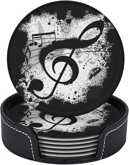 6 Pcs Music Note Leather Coasters