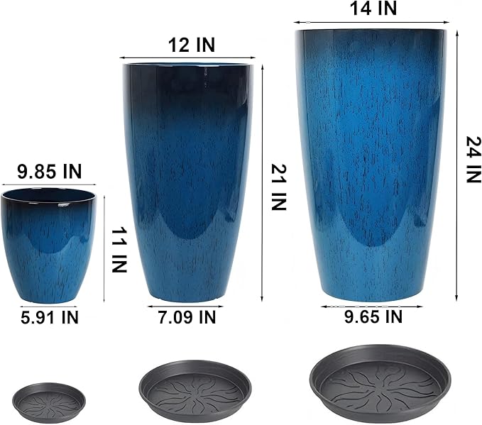 24, 11 Inch Large Plastic Planters