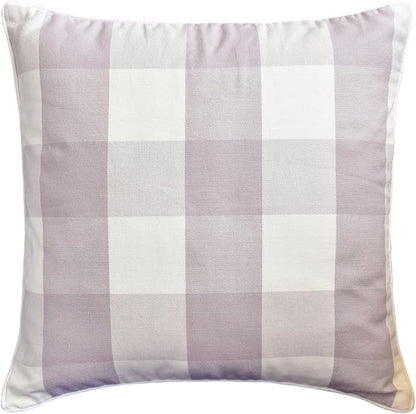 The HomeCentric King/Queen/Twin Lavender Decorative Bed Runner Queen 74"x18" Bed Runner with Two Pillow Cover, Checkered, Buffalo Plaid, Check Bed Scarf on Cotton Fabric - Lavender Plaid Knots