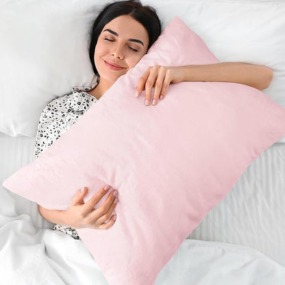 BEDELITE Flannel King Size Pillow Cases Set of 2, Super Soft Fleece Pillowcases with Zipper for Bedroom, Sofa, Couch,Luxury Cozy Fuzzy Velvet Pillow Shams for All Seasons(20x40 Inches,Pink)