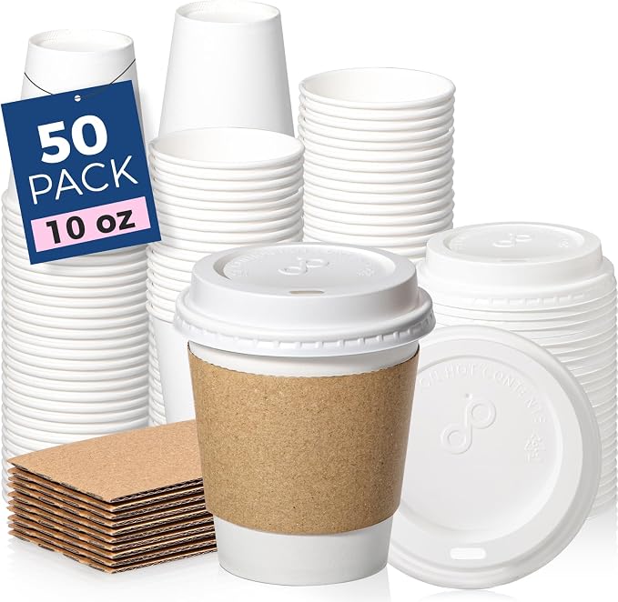 Fit Meal Prep 50 Pack 10 oz Disposable Coffee Cups