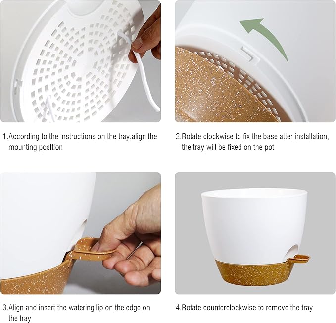 Large Self Watering Pots, 12/10/9 Plastic Planters