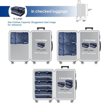 Grand Fusion Stow-N-Go Travel Luggage Organizer – Portable Hanging Travel Shelves, Carry-On Closet Organizer, Hanging Packing Cubes, Collapsible Carry-On Organizer for Cruises & Hotels. Blue - XL