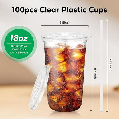 100 Pack 18 oz Plastic Cups