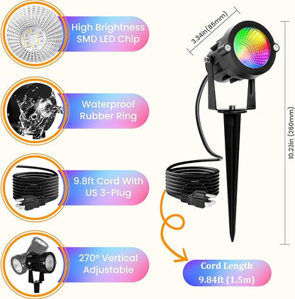 RGBW Multicolor Spotlight Outdoor: 16 Color Changing Landscape Lighting