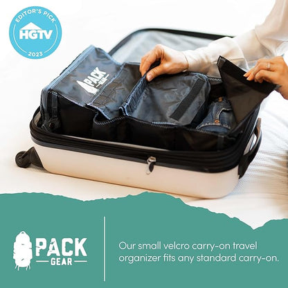 Pack Gear Hanging Luggage Organizer - Our Carry On Closet Insert Fits Any Carry-On - Our Hanging Luggage Organizer Uses Velcro to Allow Quick Access to your Clothes (Solid Black)