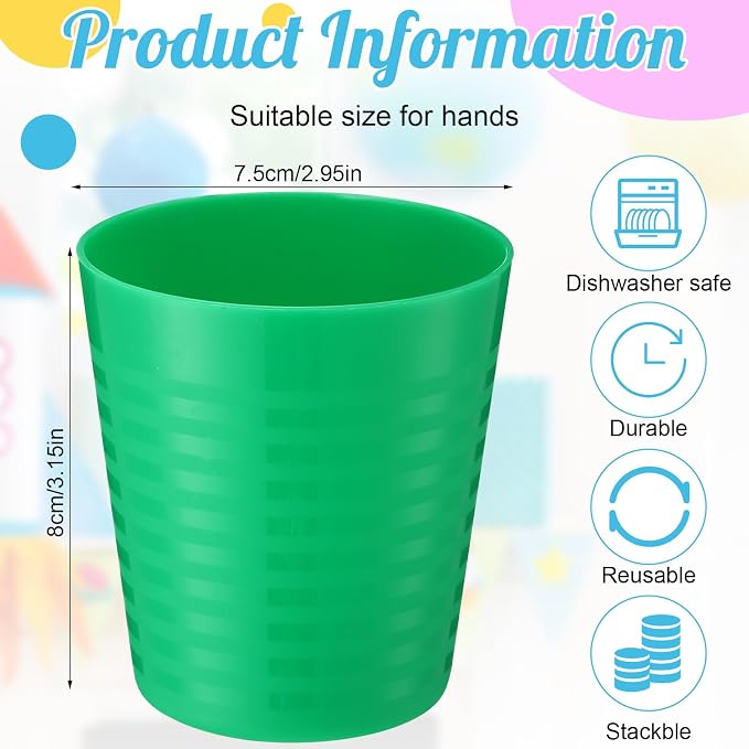 Eccliy 36 Pcs Kids Cups Bulk, 8 oz Plastic Toddler Drinking Cups Unbreakable
