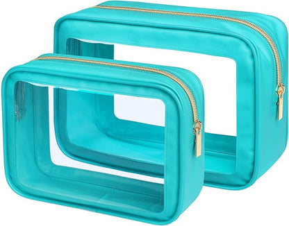 PACKISM TSA Approved Toiletry Bag - Upgrade Color-Edged Clear Makeup Bags, Clear Toiletry Bags For Traveling Fits Various Storage Needs
